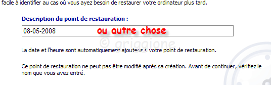 point de restauration